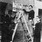 1er mai 1936. Goya Telo, María Telo et Pilar Alonso. Salamanca, 1936.